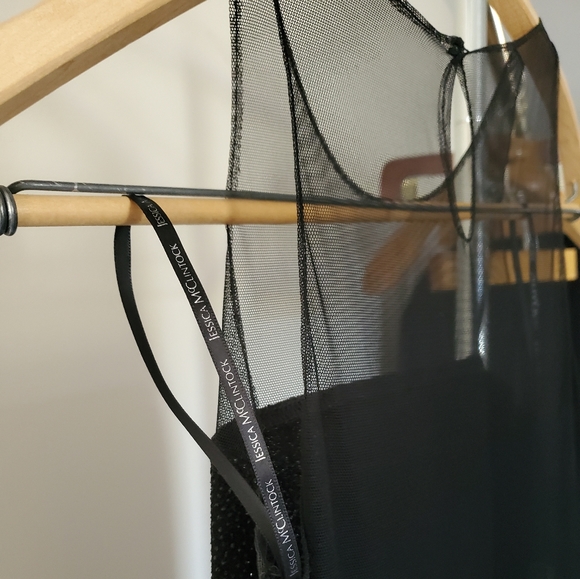 Dress  Jessica McClintock  backless black sleeveless sheer sz 7 Gunne Sax - Picture 7 of 12